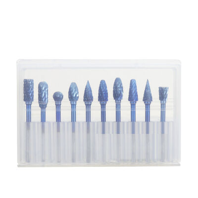 Bom preço. Broca rotativa de carboneto de tungstênio de haste de 3 mm com corte duplo e revestimento azul para metal e marcenaria on-line