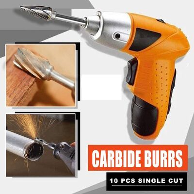 Bom preço. Conjunto de fresas de metal de carburo sólido, conjunto de fresas rotativas de carburo de tungstênio de corte duplo com 10 peças, brocas para retificadora de matriz com haste de 1/4 de polegada on-line